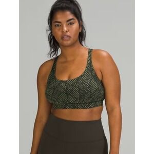 Lululemon Energy Bra Medium Support Reptilia Jacquard Rainforest Green Sz 2